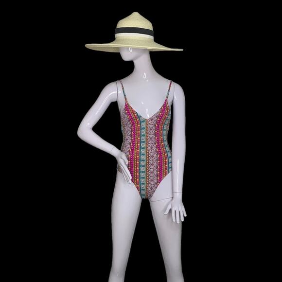 Xhilaration One Piece Bathing Suit Size XS Moroccan Print - Picture 2 of 16